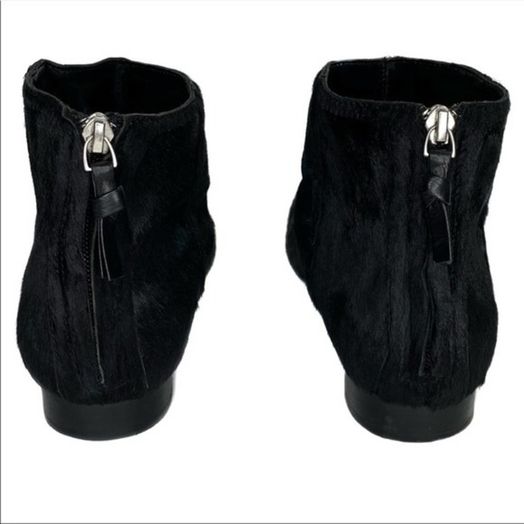 Theory Black Pony Hair Rear Zip Ankle Boot Size 10 - Picture 4 of 8